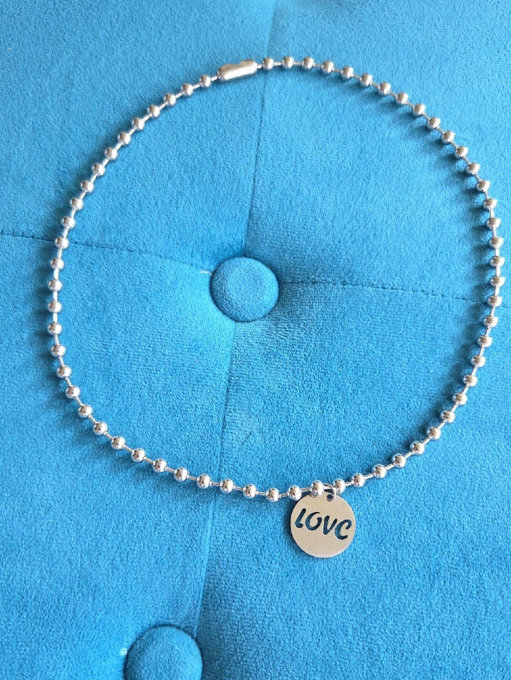 Stainless Steel 'LOVE' Bead Necklace - Silver